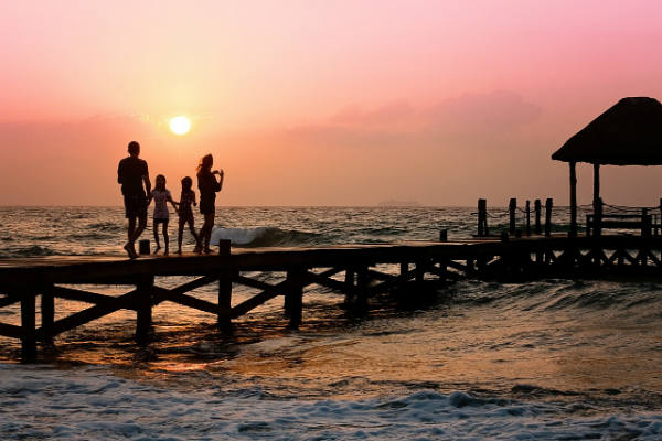 Vacationers on a pier
